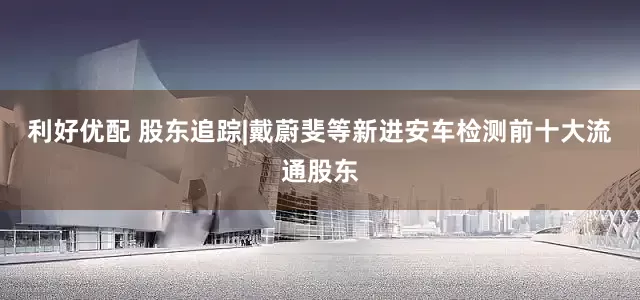 利好优配 股东追踪|戴蔚斐等新进安车检测前十大流通股东