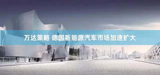 万达策略 德国新能源汽车市场加速扩大